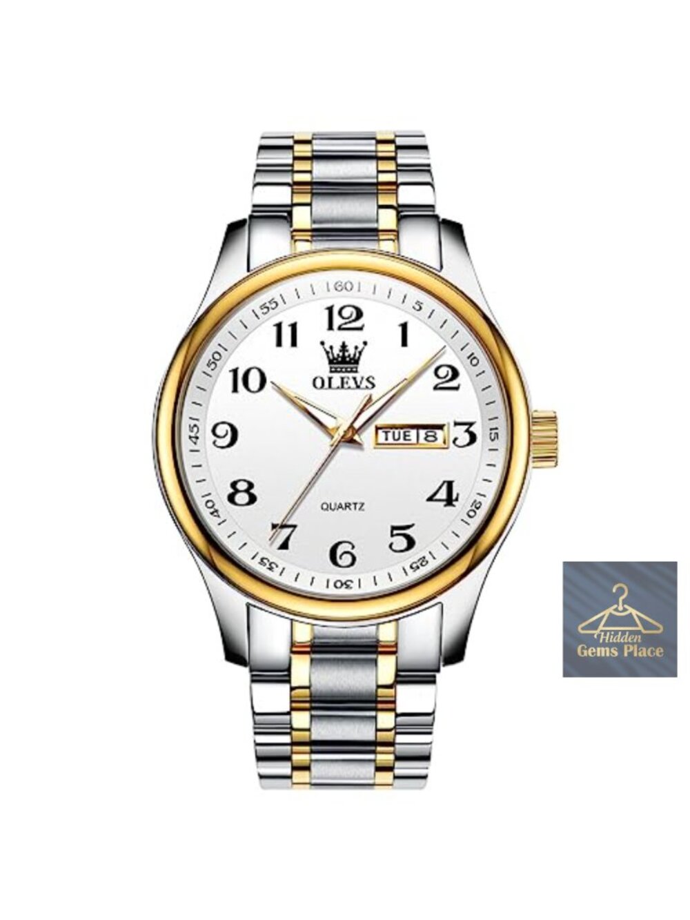 Men's Stainless Steel Analog Watch Quartz Movement Day Date Classic